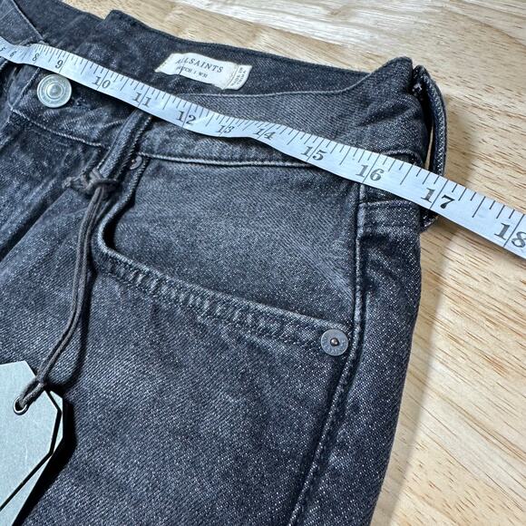 AllSaints NWT Switch Raw Hem Denim Shorts Washed Black Men's Size 31 Zip Fly - Picture 8 of 10